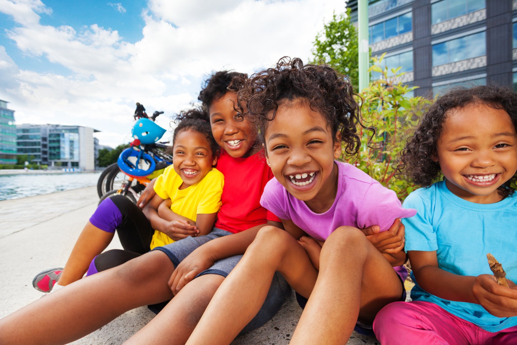 Happy African Children Having Fun Together Outdoor